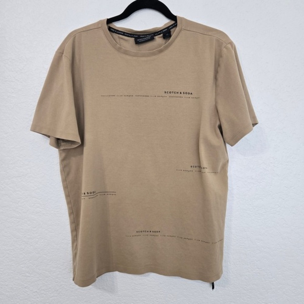 Scotch & Soda Men's Tan Short Sleeve Graphic T Shirt Size‎ L 100% cotton